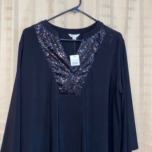 Cato black sparkly tunic type blouse new with tags size 14/16